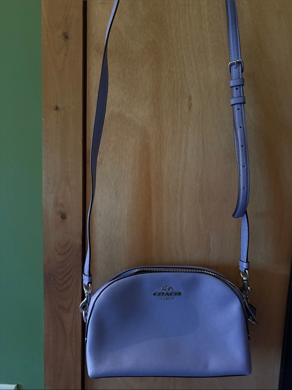 Coach Lavender Pebbled Leather Dome Crossbody with Gold Hardware